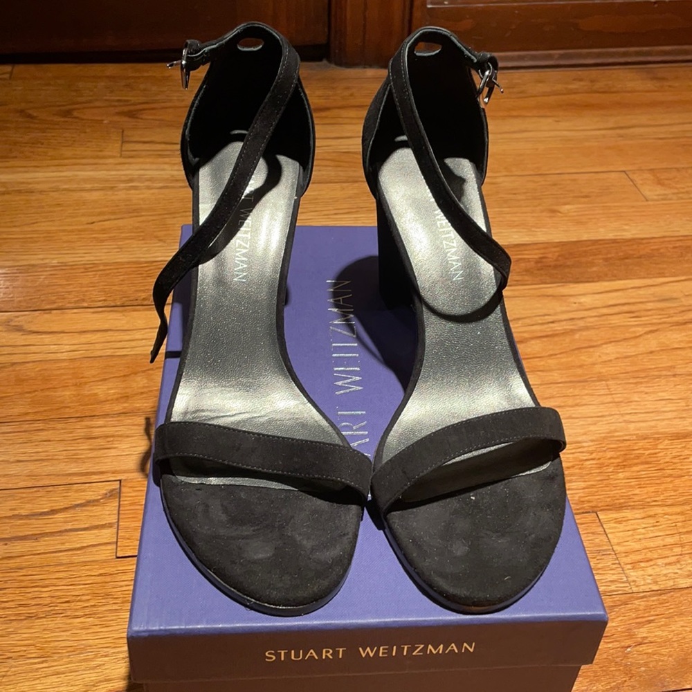 Stuart Weitzman black suede heel sandal